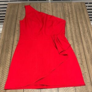 TCEC Vibrant Red One-Shoulder Dress